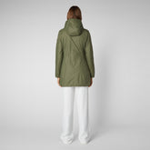 Woman's long jacket Alba in laurel green - Women's Jackets | Save The Duck