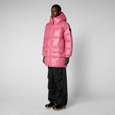 Woman's animal free long puffer jacket Kesha in bloom pink | Save The Duck