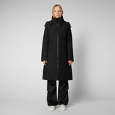 Woman's long jacket Alkinia in black - Classic Soul | Save The Duck