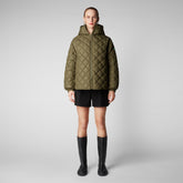 Woman's hooded quilted jacket Herrea in sherwood green - Woman | Save The Duck
