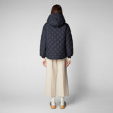 Woman's hooded quilted jacket Herrea in blue black - Navy Blu Woman | Save The Duck