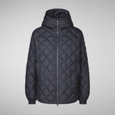 Woman's hooded quilted jacket Herrea in burgundy black | Save The Duck