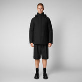 Man's hooded jacket Pteris in black - Stretch Man | Save The Duck