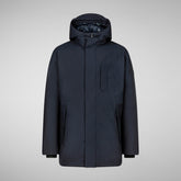 Man's hooded puffer jacket Sesle in blue black | Save The Duck