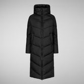 Woman's animal free hooded puffer jacket Janis in black | Save The Duck