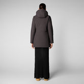 Woman's animal free hooded puffer jacket Lila in brown black - Damenjacken | Save The Duck