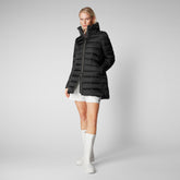 Woman's animal free quilted puffer jacket Lydia in black - Classic Soul | Save The Duck