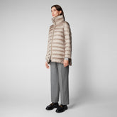 Woman's animal free quilted puffer jacket Lydia in pearl grey - MENU: Woman view all | Save The Duck