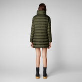 Woman's animal free quilted puffer jacket Lydia in pine green - Pine Green | Save The Duck