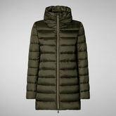 Woman's animal free quilted puffer jacket Lydia in pearl grey | Save The Duck