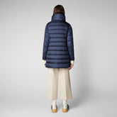 Woman's animal free quilted puffer jacket Lydia in blue black - Navy Blu Woman | Save The Duck
