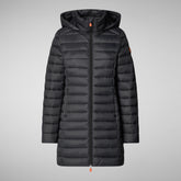 Woman's long animal free puffer jacket Carol in elephant grey | Save The Duck