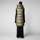 Woman's long gilet Iria in laurel green - Pine Green | Save The Duck