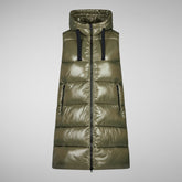 Woman's long gilet Iria in elephant grey | Save The Duck