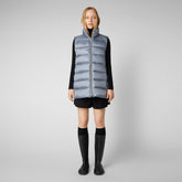 Woman's quilted gilet Coral in blue fog - Warm Woman | Save The Duck