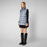 Woman's quilted gilet Coral in blue fog - Warm Woman | Save The Duck