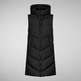 Woman's long gilet Judee in black | Save The Duck