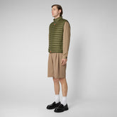 Man's quilted gilet Adam in dusty olive - Warm Man | Save The Duck