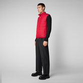 Man's quilted gilet Adam in eclipse tango red | Save The Duck