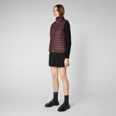 Woman's quilted gilet Charlotte in burgundy black - Eco Warrior | Save The Duck