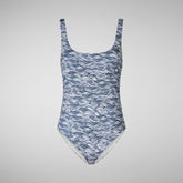 Woman's swimsuit Ondine in weaves on navy blue and white | Save The Duck