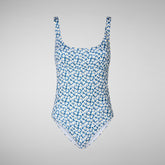 Woman's swimsuit Ondine in weaves on navy blue and white | Save The Duck