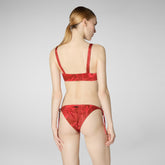 Woman's bikini top Uliana in macro palms on red - Woman's Swimwear | Save The Duck