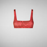 Woman's bikini top Uliana in macro palms on red - Women's Beachwear | Save The Duck