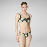 Haut de bikini Uliana Imprimé fleur de frangipanier sur fond marron - Women's Beachwear | Save The Duck