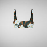 Haut de bikini Uliana Imprimé fleur de frangipanier sur fond marron - Women's Beachwear | Save The Duck