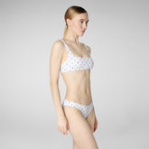Woman's bikini top Uliana in rainbow ducks on white - Woman's Swimwear | Save The Duck