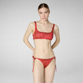 Woman's adjustable bikini bottom Wiria in macro palms red - Women's Beachwear | Save The Duck