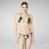 Slip bikini regolabile donna Wiria Stampa frangipane su fondo marrone | Save The Duck