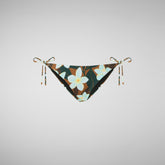 Woman's adjustable bikini bottom Wiria in brown frangipani - Women's Beachwear | Save The Duck
