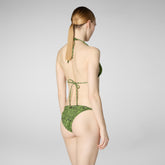 Woman's adjustable bikini bottom Wiria in tiger green - Women's Beachwear | Save The Duck