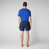 Man's swimwear Ademir in rainbow ducks on navy blue - Men's Beachwear | Save The Duck