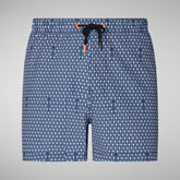 Man's swimwear Ademir in Fishbones on navy blue - Men's Swimwear | Save The Duck