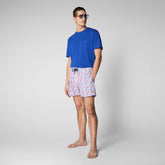 Man's swimwear Ademir in rainbow sharks on white - Men's Beachwear | Save The Duck