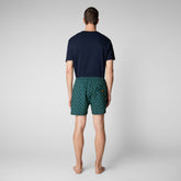 Man's swimwear Ademir in green geko on navy blue - Men's Beachwear | Save The Duck