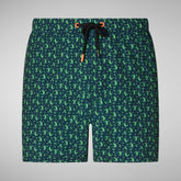 Man's swimwear Ademir in green geko on navy blue - Men's Swimwear | Save The Duck