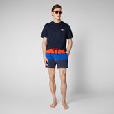 Man's swimwear Toty in traffic red, cyber blue and navy blue - Men's Swimwear | Save The Duck