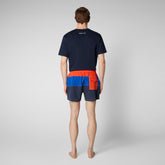 Man's swimwear Toty in traffic red, cyber blue and navy blue - Men's Beachwear | Save The Duck