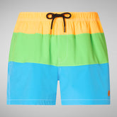 Man's swimwear Toty in fluo orange, fluo green and fluo blue - Men's Swimwear | Save The Duck