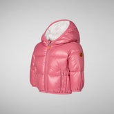 Babies' animal free hooded puffer jacket Jody in bloom pink - Piumini Neonati Animal-Free | Save The Duck