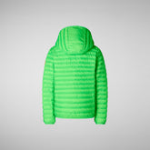 Boys' animal free hooded puffer jacket Gillo in fluo green - Animal-Free Puffer Jackets Boy | Save The Duck
