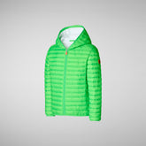Boys' animal free hooded puffer jacket Gillo in fluo green | Save The Duck