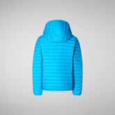 Boys' animal free hooded puffer jacket Gillo in fluo blue - Products | Save The Duck