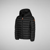 Boys' animal free hooded puffer jacket Dony in black - Halloween | Save The Duck