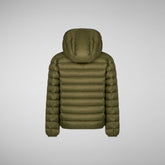 Boys' animal free hooded puffer jacket Dony in dusty olive - Boys | Save The Duck