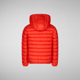 Boys' animal free hooded puffer jacket Dony in poppy red | Save The Duck